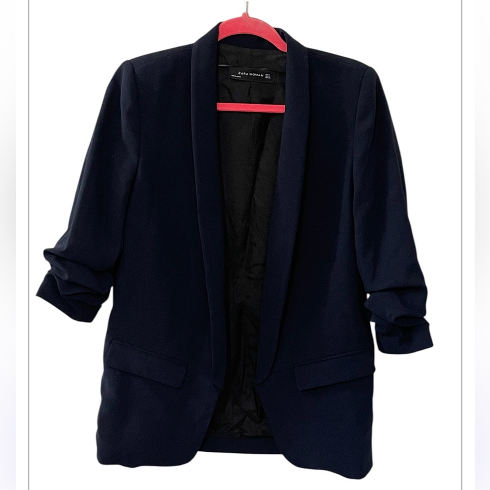 Zara Dark Navy Open-Front Blazer